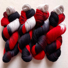 Load image into Gallery viewer, My Game (Harley Quinn) Hand Dyed Superwash Merino Wool &amp; Nylon Sock Yarn
