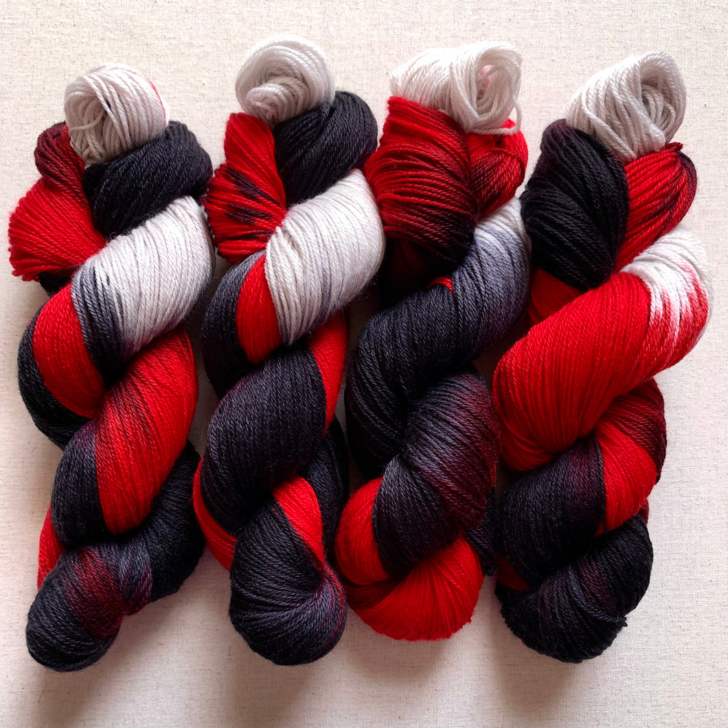 My Game (Harley Quinn) Hand Dyed Superwash Merino Wool & Nylon Sock Yarn