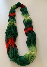 Load image into Gallery viewer, OOAK Variant (Trial 4) of Mistletoe and Holly Hand Dyed Superwash Merino Wool, Cashmere &amp; Nylon Sock Yarn
