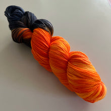 Load image into Gallery viewer, All Burn, No Bridge Hand Dyed Superwash Merino Wool &amp; Nylon Sock Yarn
