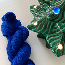 Load image into Gallery viewer, Blue Christmas Hand Dyed Superwash Merino Wool, Cashmere &amp; Nylon Sock Yarn
