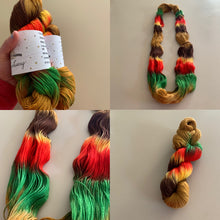 Load image into Gallery viewer, Cheeseburger in Paradise Hand Dyed Superwash Merino Wool, Cashmere &amp; Nylon Sock Yarn
