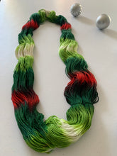 Load image into Gallery viewer, Mistletoe and Holly Hand Dyed Sparkly Superwash Merino Wool &amp; Nylon Sock Yarn
