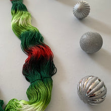 Load image into Gallery viewer, Mistletoe and Holly Hand Dyed Sparkly Superwash Merino Wool &amp; Nylon Sock Yarn
