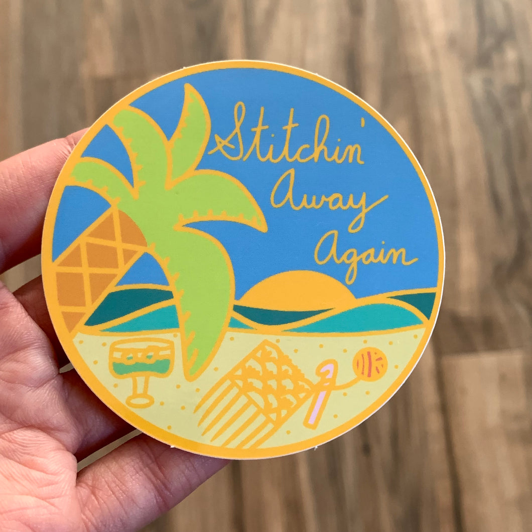 Stitchin’ Away Again Vinyl Sticker