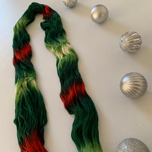 Load image into Gallery viewer, OOAK Variant (Trial 4) of Mistletoe and Holly Hand Dyed Superwash Merino Wool, Cashmere &amp; Nylon Sock Yarn
