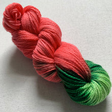 Load image into Gallery viewer, OOAK Variant (Trial 6) of Watermelon Sugar Hand Dyed Superwash 100% Merino Wool Sock Yarn
