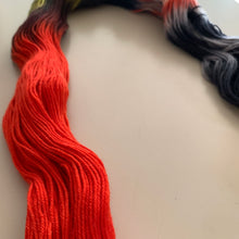 Load image into Gallery viewer, OOAK Variant (Trial 2) of Hellfire Club Hand Dyed Superwash Merino Wool and Recycled  Nylon Sock Yarn
