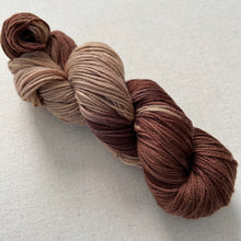 Load image into Gallery viewer, OOAK Variant (Trial 14) of Favorite (Nougat) Hand Dyed Superwash 100% Merino Wool DK Yarn
