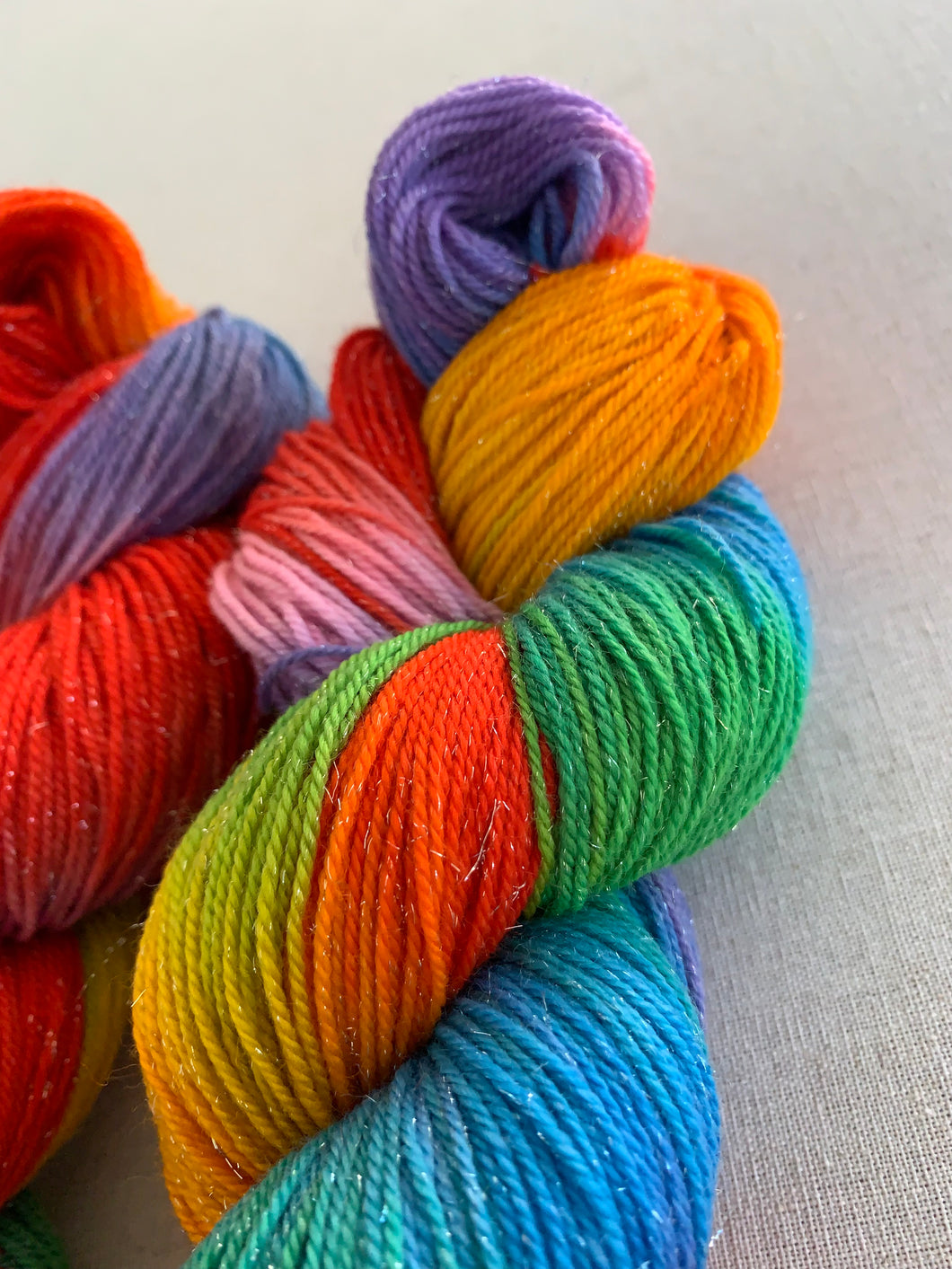 Lollipop Hand Dyed Superwash Sparkly Merino Wool & Nylon Sock Yarn