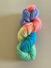 Load image into Gallery viewer, OOAK Variant (Trial 2) of Sour Candy - Hand Dyed Superwash 100% Merino Wool Worsted Yarn
