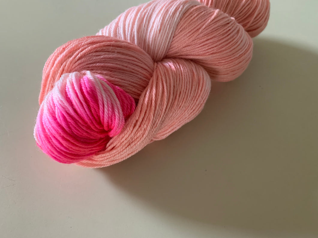 OOAK Variant (Trial 18) of Moment 4 Life (Pink Champagne Cake) - Hand Dyed Superwash Merino Wool, Cashmere & Nylon Sock Yarn