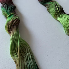 Load image into Gallery viewer, OOAK Variant of Mistletoe and Holly Hand Dyed Organic Merino Wool &amp; Biodegradable Nylon Sock Yarn
