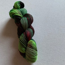 Load image into Gallery viewer, OOAK Variant of Mistletoe and Holly Hand Dyed Organic Merino Wool &amp; Biodegradable Nylon Sock Yarn
