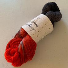 Load image into Gallery viewer, OOAK Variant (Trial 1) of My Game (Harley Quinn) Hand Dyed Superwash Merino Wool &amp; Nylon Sock Yarn
