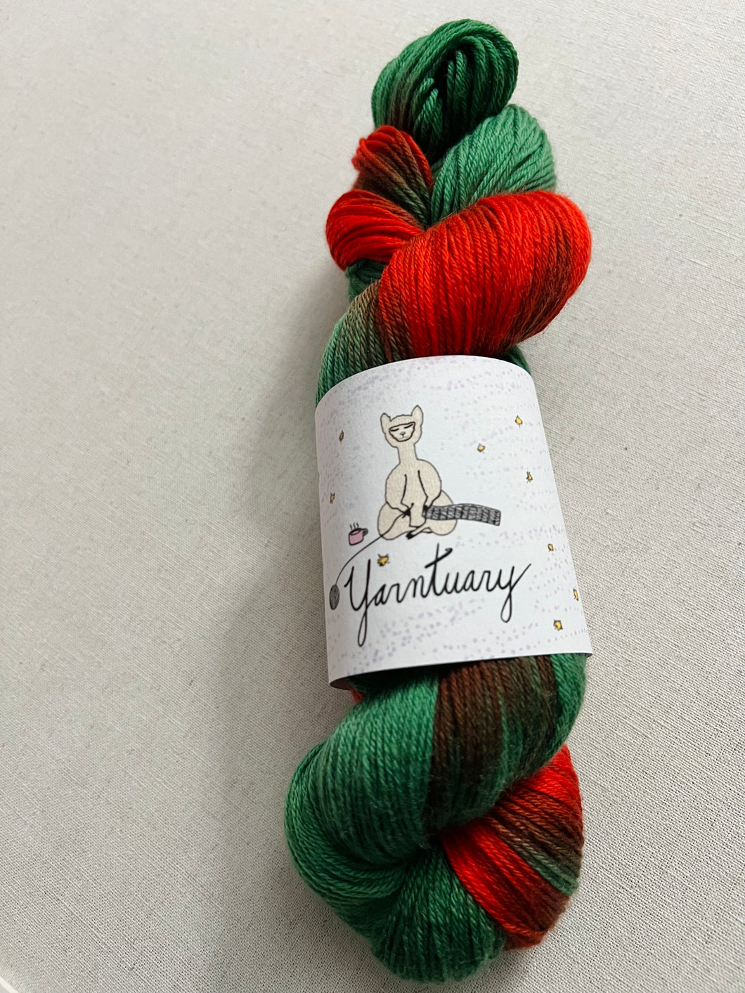 OOAK Variant of Mistletoe and Holly (Trial 1) - Hand Dyed Superwash Merino Wool, Cashmere & Nylon Sock Yarn