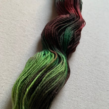 Load image into Gallery viewer, OOAK Variant of Mistletoe and Holly Hand Dyed Organic Merino Wool &amp; Biodegradable Nylon Sock Yarn
