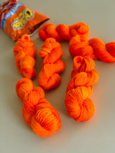 Load image into Gallery viewer, U Can’t Touch This (Cheetos) Hand Dyed Superwash 100% Merino Wool Sock Yarn
