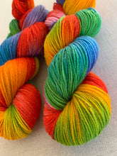 Load image into Gallery viewer, Lollipop Hand Dyed Superwash Sparkly Merino Wool &amp; Nylon Sock Yarn
