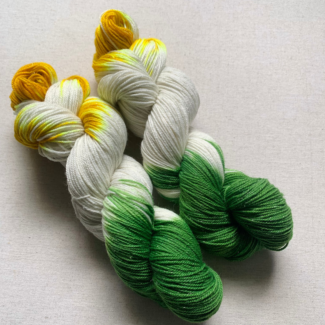 San Francisco (Be Sure to Wear Flowers in Your Hair) Hand Dyed Superwash Merino Wool & Nylon Sparkle Sock Yarn