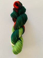 Load image into Gallery viewer, OOAK Variant (Trial 3) of Mistletoe and Holly Hand Dyed 100% Merino Wool Superwash DK Yarn
